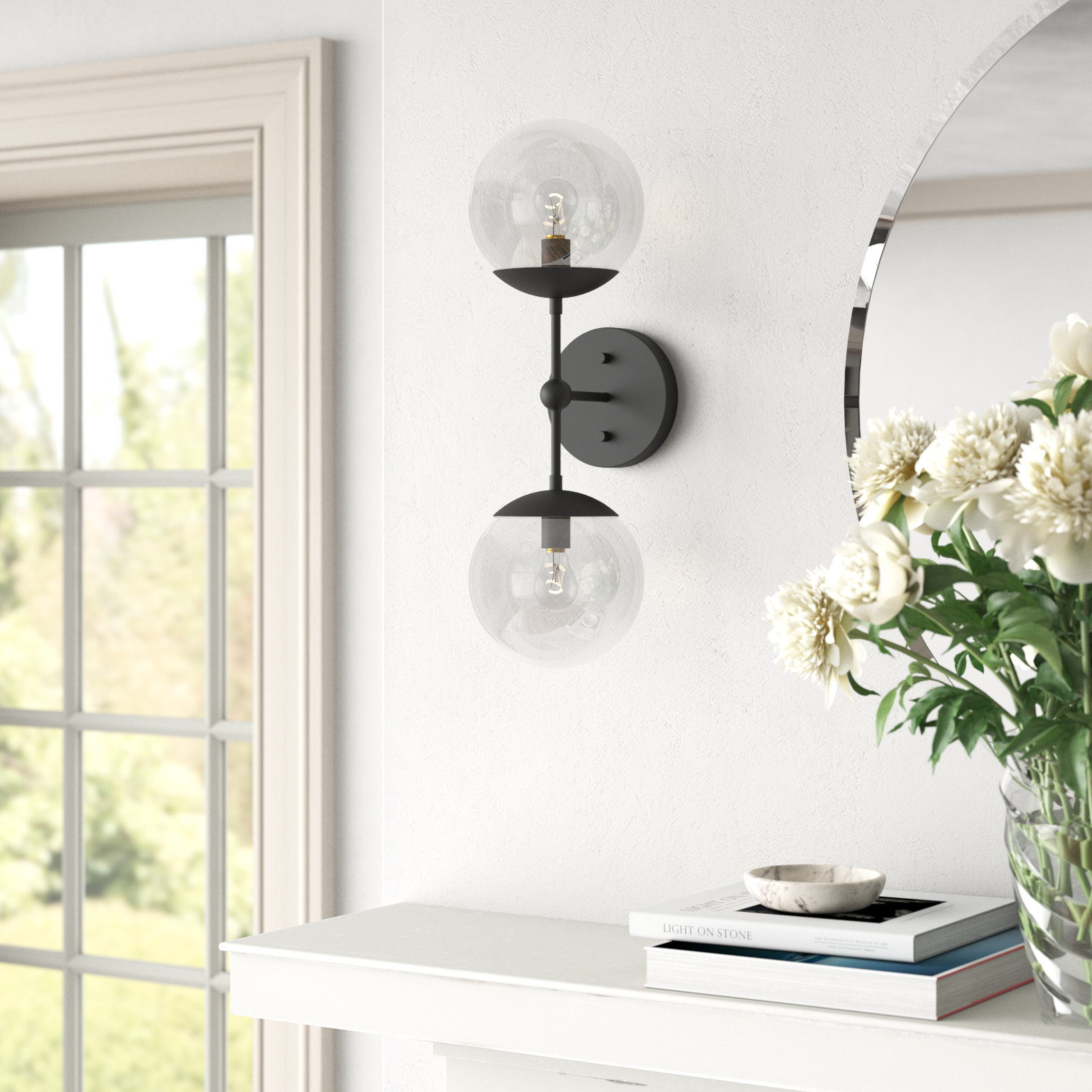 Barnhill 2-Light Armed Sconce, Matte Black