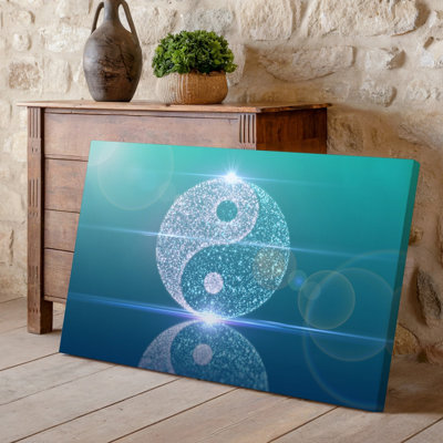 Canvas A Luminous Ethereal Sphere Composed Of Sparkling Particles Featuring A Wall Art Swirling Yin Yang Design That Subtly Blends Canvas Wall Art