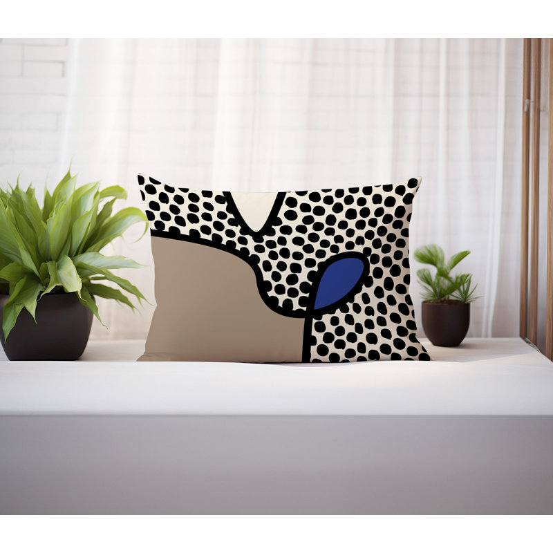 Coussin lombaire réversible intérieur / extérieur Jai Abstract, H 14 po x l 20 po, Navy Blue