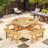 Spacious Rustic Wood Patio Tables With Umbrella Hole And Benches