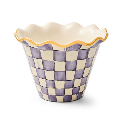 Plum Check Ceramic Garden Pot