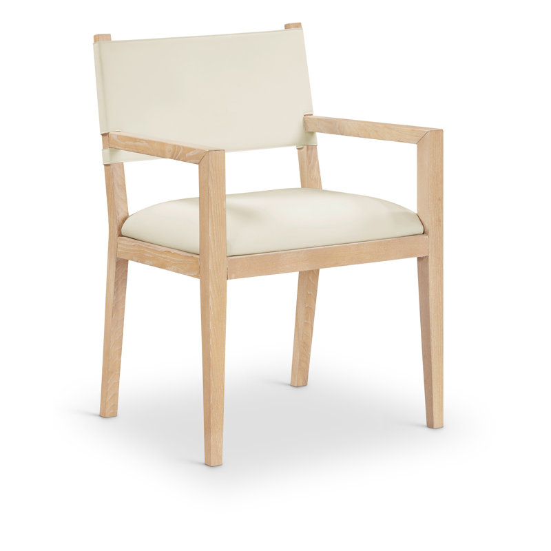 Chaise de salle à manger en cuir Vina, Teint naturel, Crème végétalien en cuir