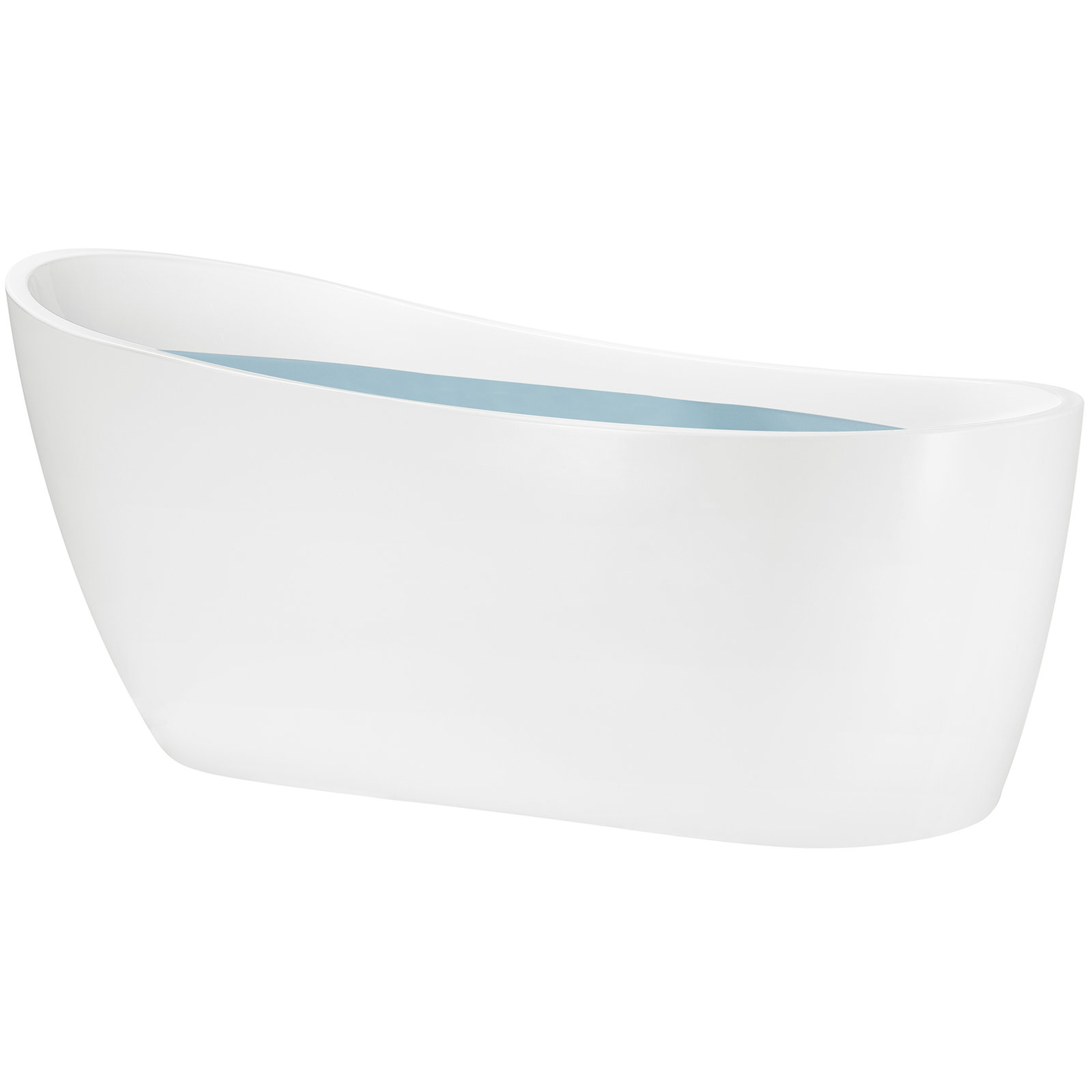 54" x 28" Freestanding Soaking Fiberglass Bathtub, Glossy White