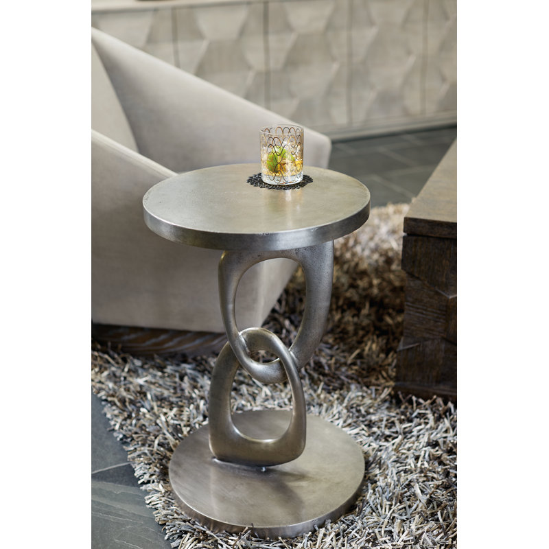 Transitional Gold Metal Round Chairside Table 16"