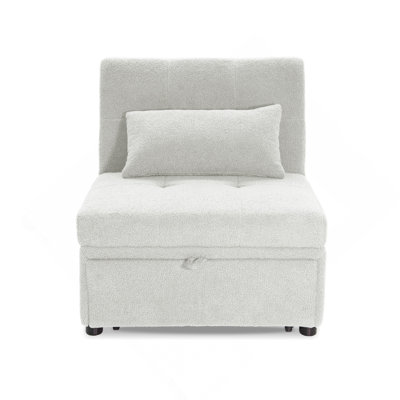 Canapé-lit convertible en sherpa blanc