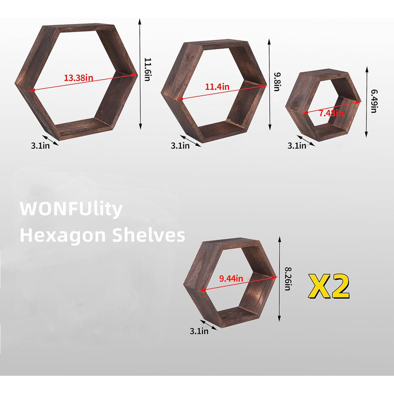 Tablettes flottantes Hexagon