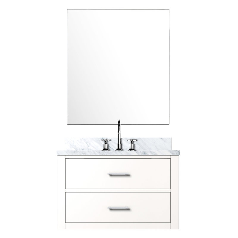 30 po X 22 po avec meuble-lavabo avec comptoir en marbre et comptoir avec miroir, White