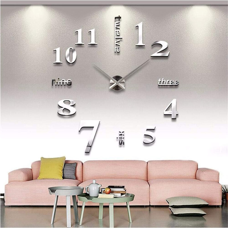 Grande horloge murale sans cadre, Argent