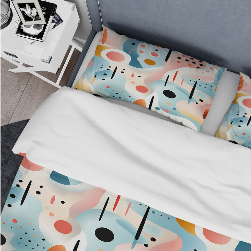 Ensemble de housse de couette à motif géométrique Pastel Abstraction III, Housse de couette simple + 1 taie décorative stan