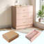 Commode rose à 3 tiroirs, coffre en bois avec poignées imitation or rose et glissières à billes, meuble de rangement compact pour chambre, chambre d'enfant et petits espaces