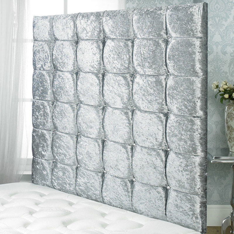 Shockley Upholstered Headboard, Silver, Kingsize (5'), Crushed Velvet Fabric