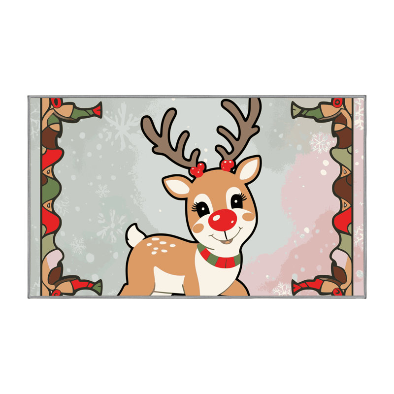 Tapis de vacances d'hiver de Noël lavable The Holiday Aisle®, Rectangulaire 2 pi x 3 pi