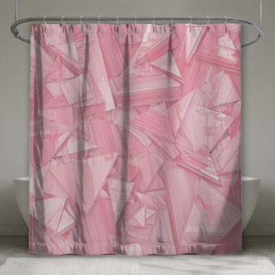 Rideaux de douche extra longs à motifs géométriques roses en triangles