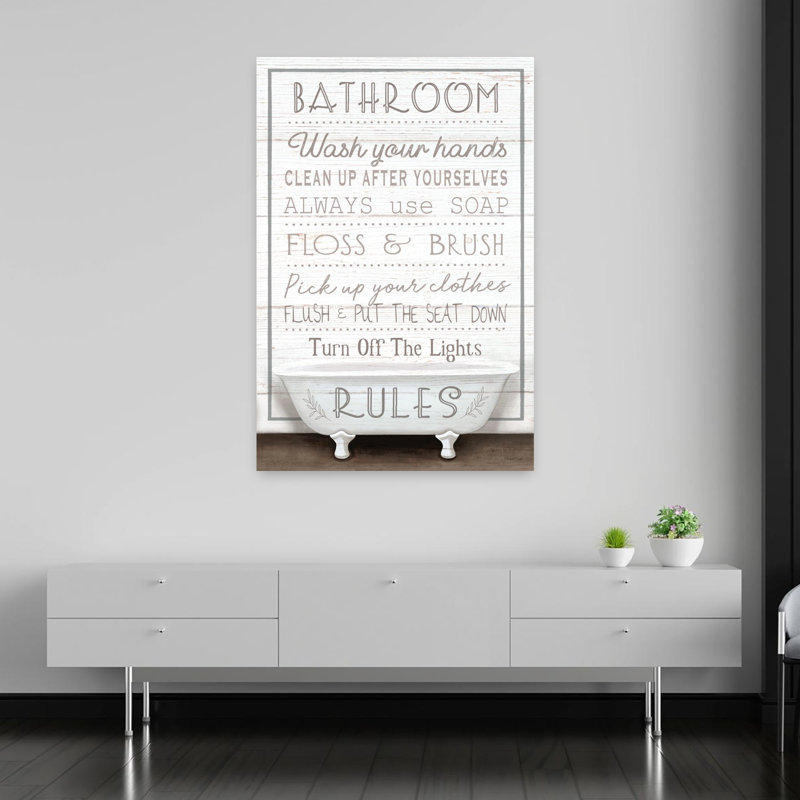 «Bathroom Rules - Bathaign», art contemporain abstrait, H 60 po x l 40 po