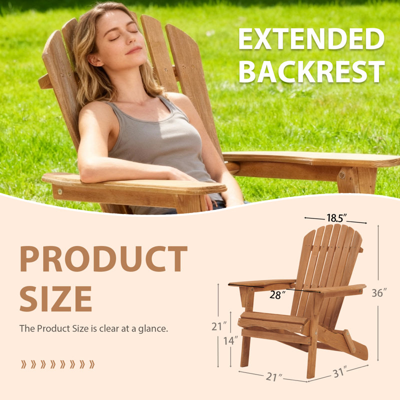 Ensemble de 2 chaises d'extérieur pliables en bois massif avec dossier et siège pré-assemblés pour terrasse