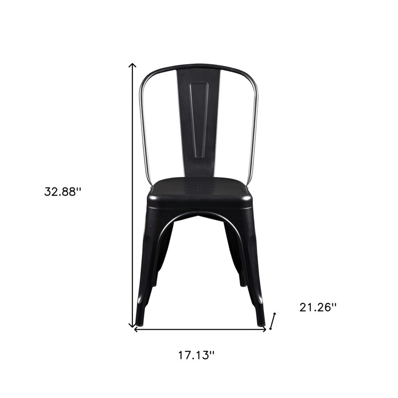 Black Metal Stackable Industrial Dining Chairs Set of 4