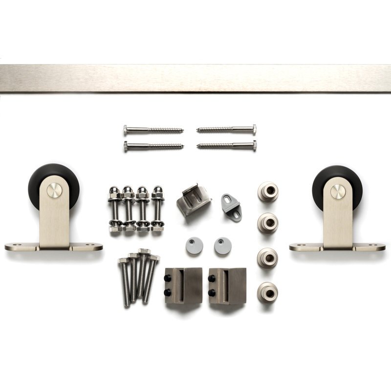 Barn Door Track System, Top Mounted Roller, Satin Nickel, 72 in.