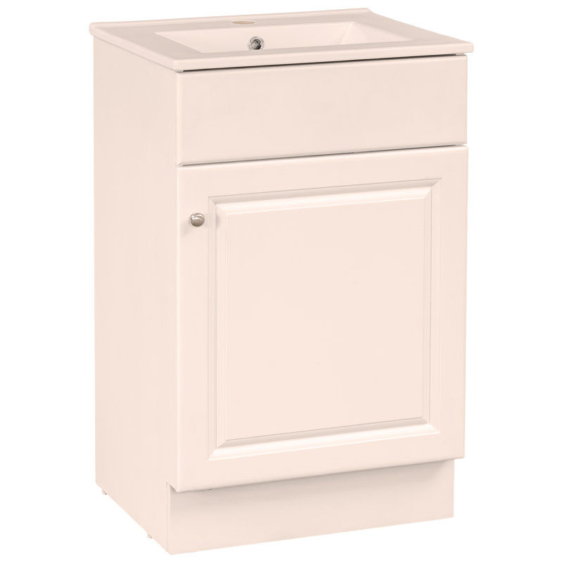 Meuble-lavabo de 20 po avec lavabo, meuble-lavabo avec tablette de porte et tablette réglable, blanc