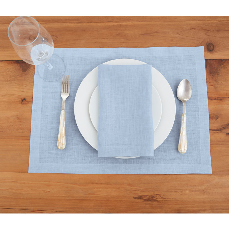 100% Pure Linen Dinner Napkins - Fete, Sky Blue