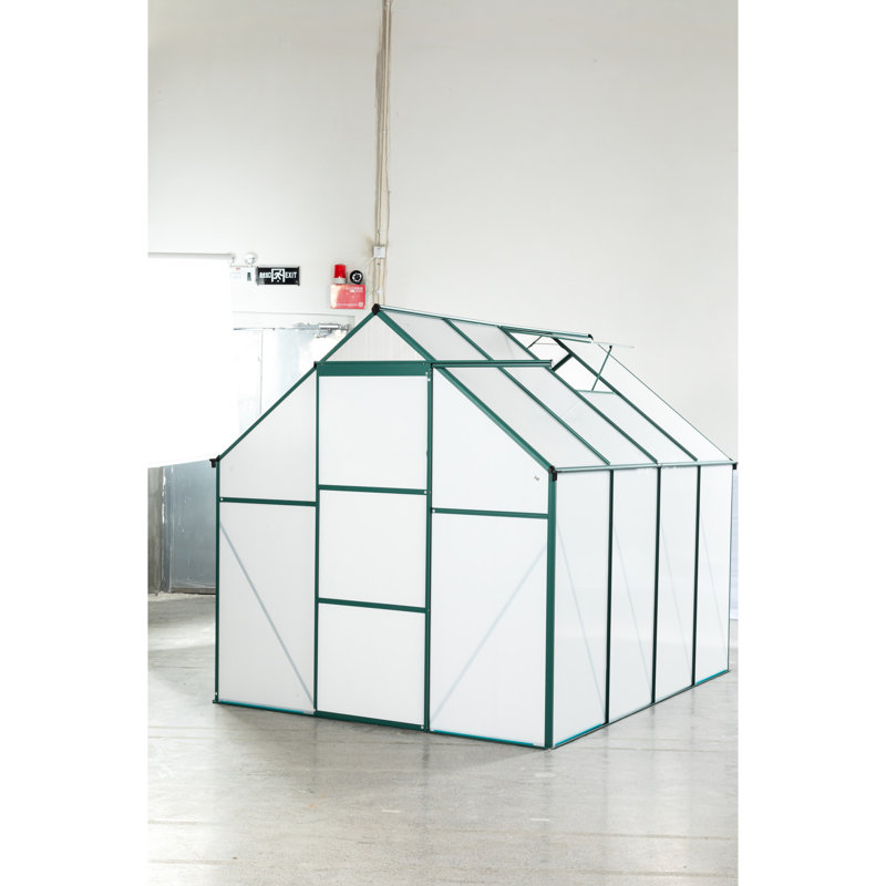 Serre extérieure 6 x 8 pi - Base galvanisée et panneau en polycarbonate pour une construction de performance durable Toit réglable Conditions de plantation optimales