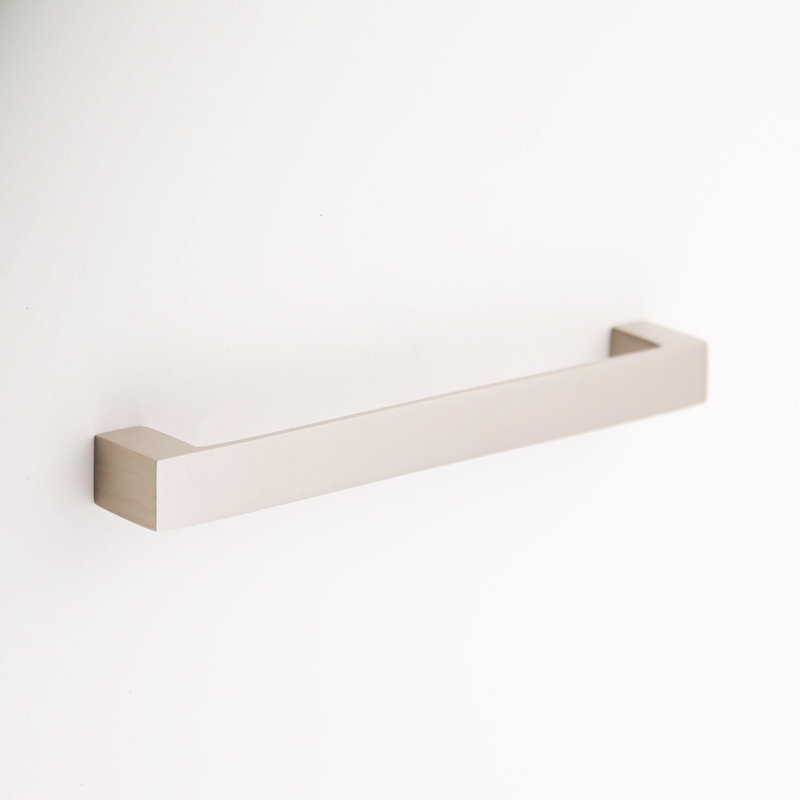 Madelyn Carter Gabrielle Solid Brass Cabinet Hardware, Satin Nickel Drawer Pull with 6" Centers, Satin Nickel, 6 1/4"