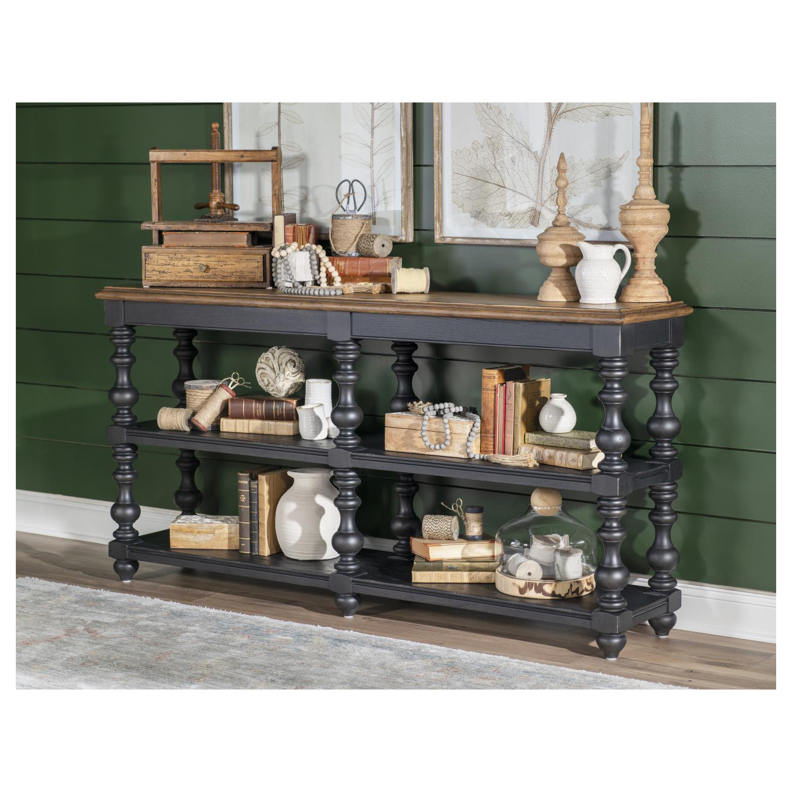 Country Living Bobbin Console Table, Black
