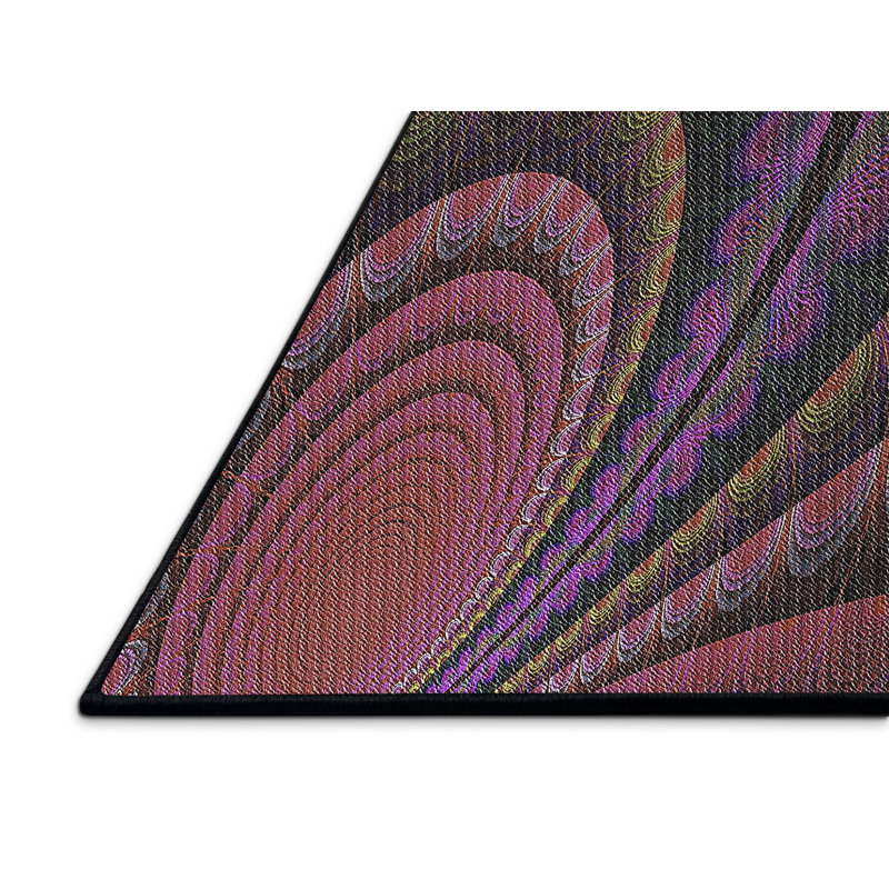 Tapis noir/orange tissé à la machine, Rectangle 8 pi x 10 pi