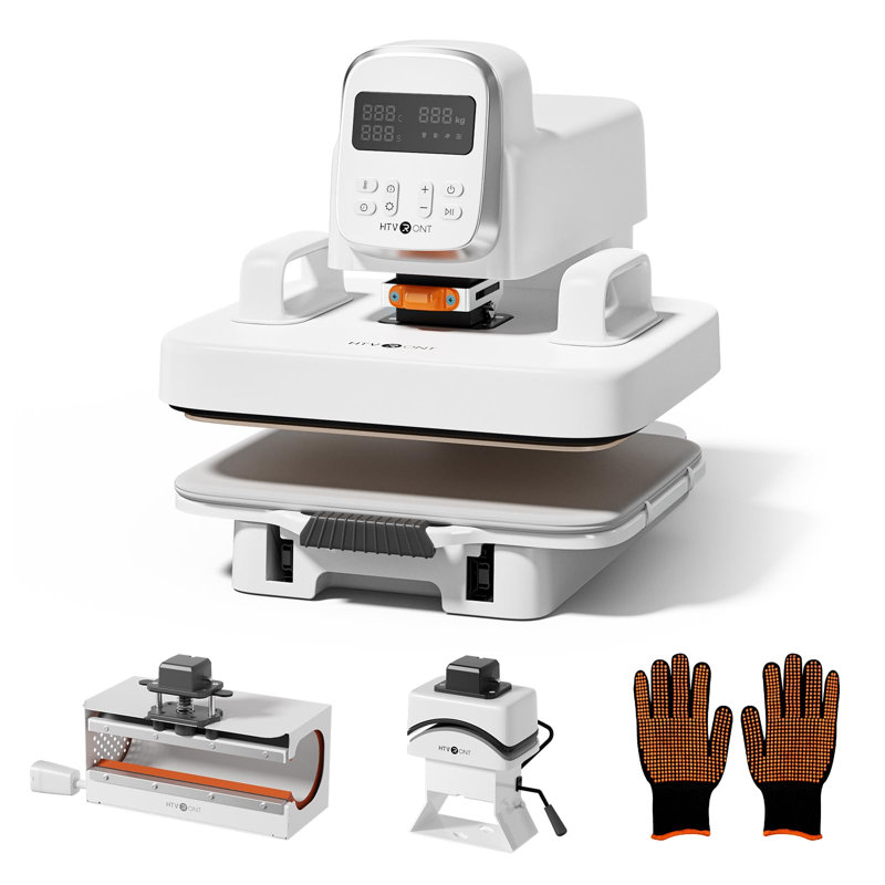 Presse à chaud automatique HTVRONT - A100 3 en 1 presse à chaleur automatique 12X10 avec pression réglable, chauffe rapidement et uniformément la presse à sublimation pour t-shirts, tasses et chapeaux