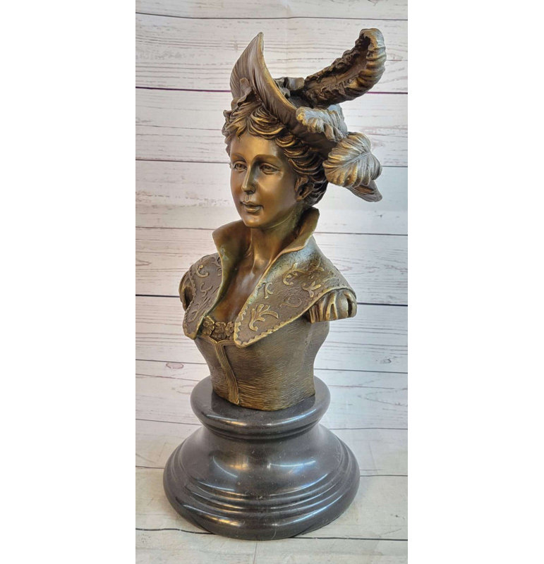 Victorian Bronze Bust Sculpture with Marble Base