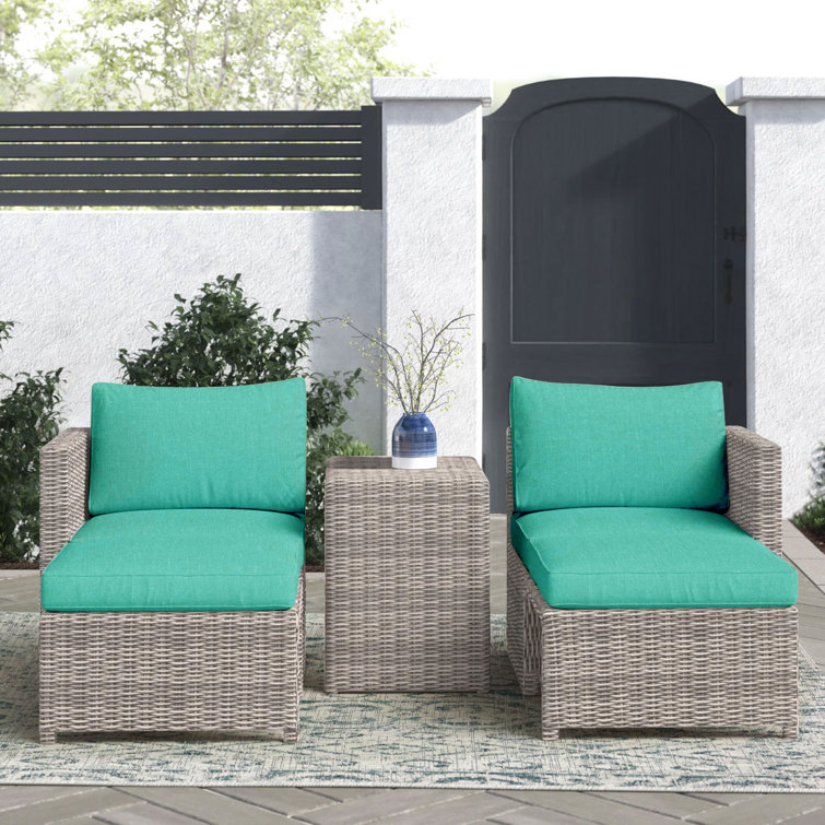 Morland 5 Piece Rattan Sectional Seating Group with Cushions Sand & Stable Cushion Color: Turquoise