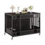 Meuble de cage moderne à trois portes pour chien - Chenil décoratif en bois de 41 po pour petits et moyens chiens - Cage intérieure élégante pour animaux - relief noir-133761173