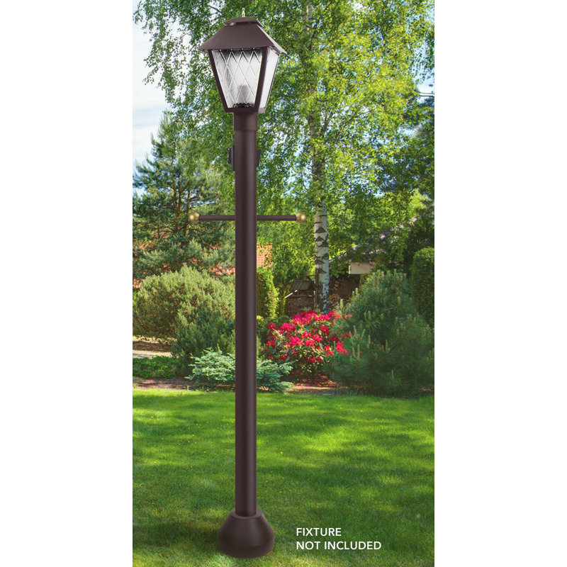 Solus 6ft. Surface Mount Lamp Post with Decorative Cross Arm, Convenience Outlet, Dusk-to-Dawn Sensor and Aluminum Base Cover