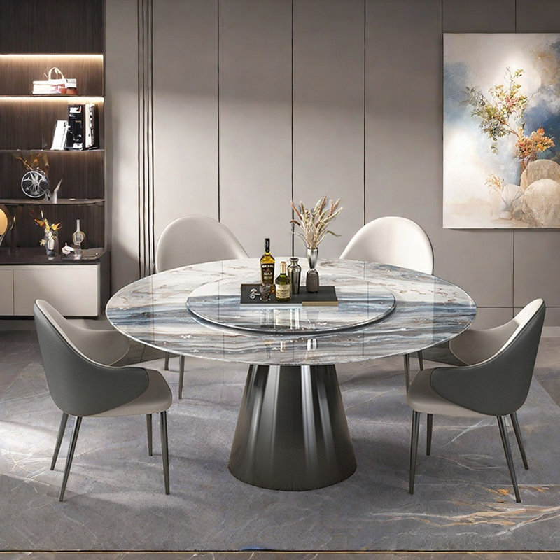 Ensemble de table de salle à manger Luxury Modern, H 29,52 po x L 47,24 po x l 47,24 po, 7 Pieces: Table, 6 Chairs