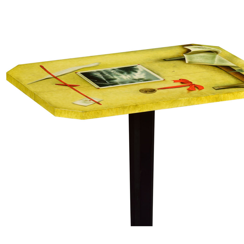 Table de bout rectangulaire macassar, Plateau jaune / base noire