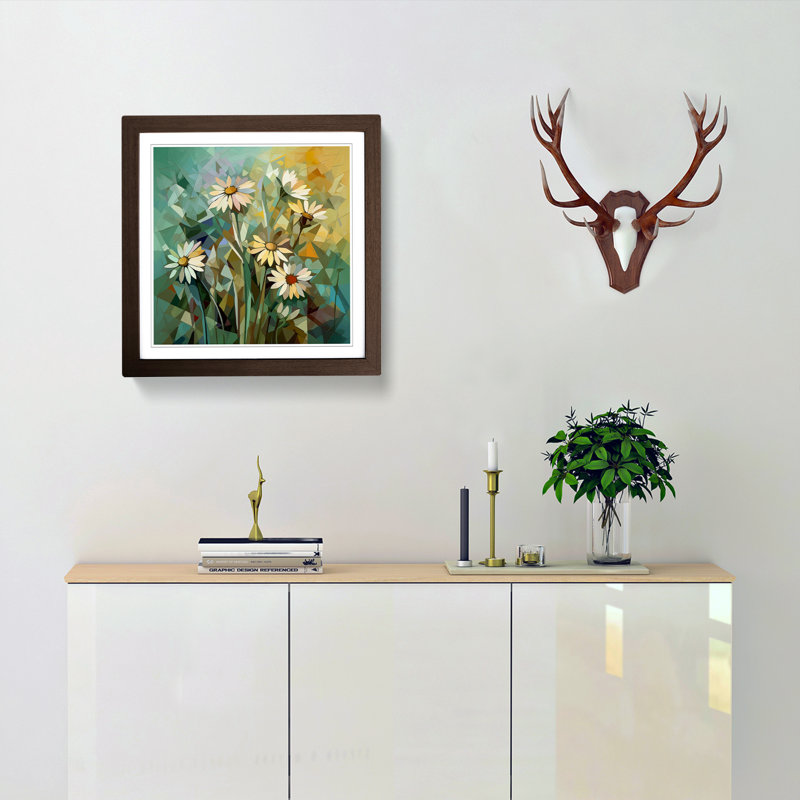 Wildflowers Cubism - Framed Print, Walnut