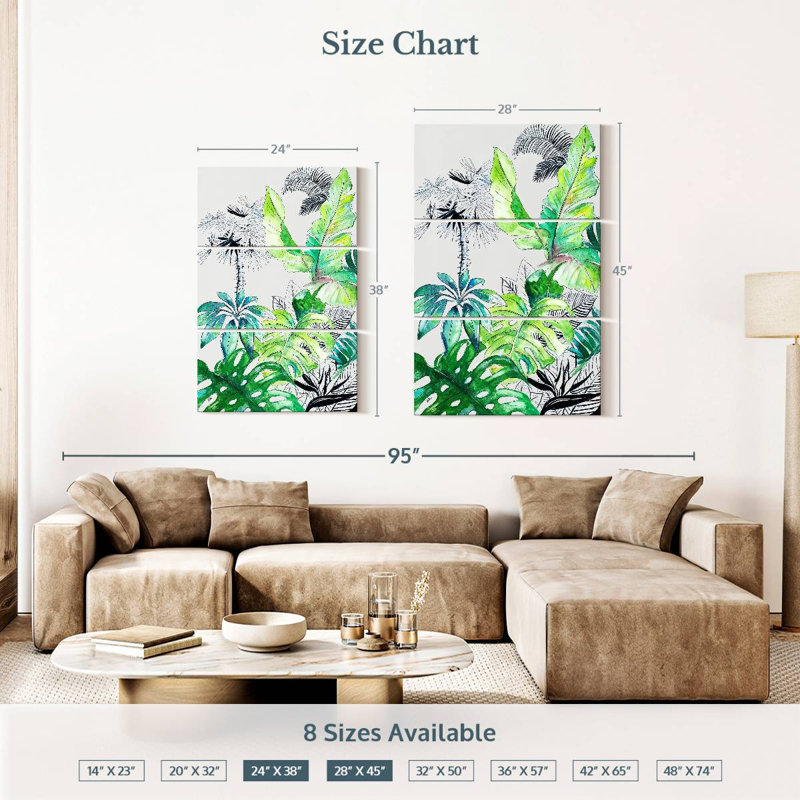 Harnek bleu sarcelle Palm Selva I, H 38 po x l 24 po