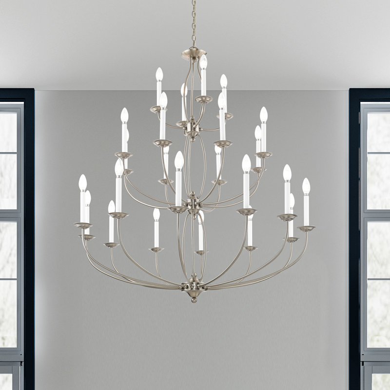 Maynes 24 - Light Steel Dimmable Chandelier, Brushed Nickel