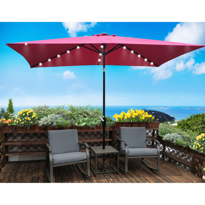 Parasol solaire solaire pour terrasse - Auvent inclinable à manivelle et à inclinaison de 10 pi x 6,5 pi Embellissez votre cour, votre jardin, votre piscine extérieure de 10 pi x 6,5 pi avec utilisation d'eau fonctionnelle et fonctionnelle