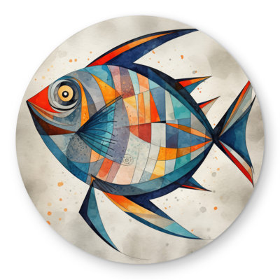Geometric Fish Bathroom Animals Round Outdoor Area Rug | Decor