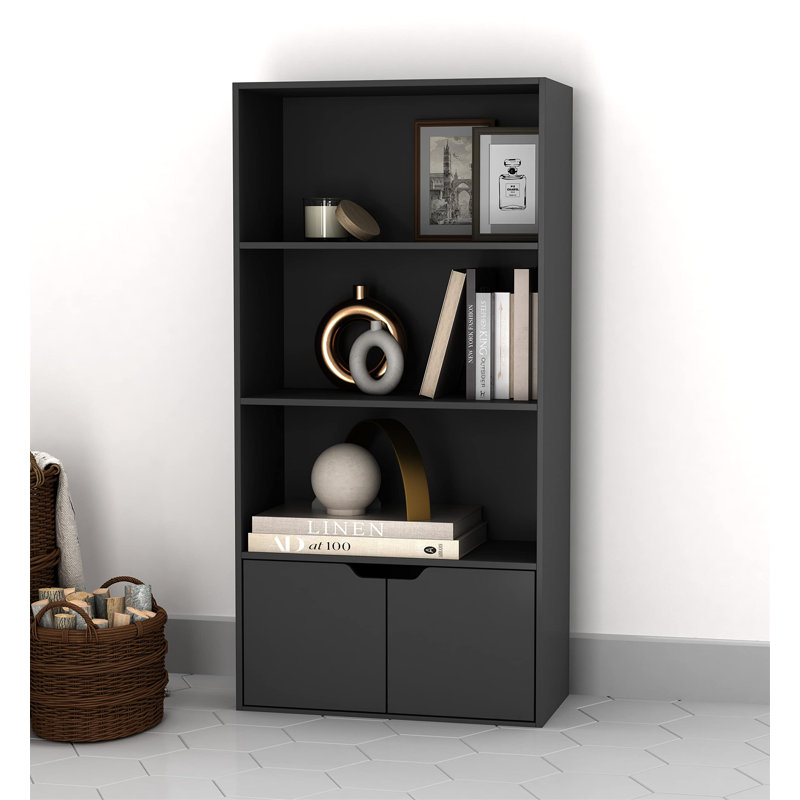 Kyonna 118cm H x 58cm W Standard Bookcase, Black, 118cm H x 58cm W x 29cm D