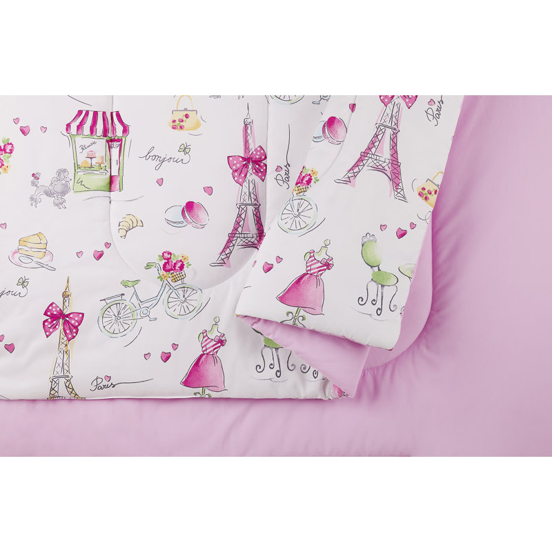 Pretty in Paris Pink Microfiber Twin Comforter Set