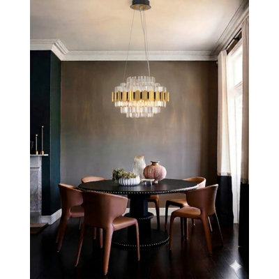 Lustre en cristal en acier inoxydable doré 18 lumières Transitional 