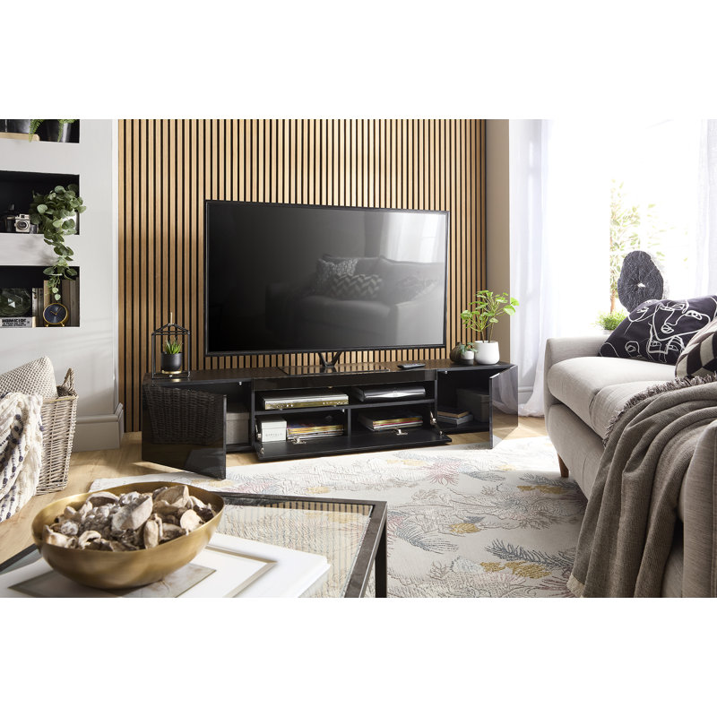 Woodvale 200cm TV Stand Cabinet with Lights for up to 90" TV's, Black