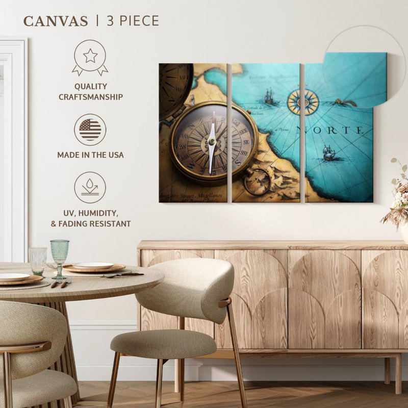 Aletra Antique Style Compass, 42" H x 65" W