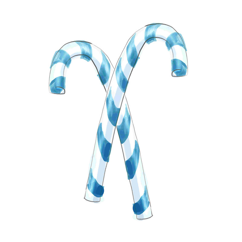 «Blue Candy Cane» - peinture sur toile tendue, H 12 po x l 8 po