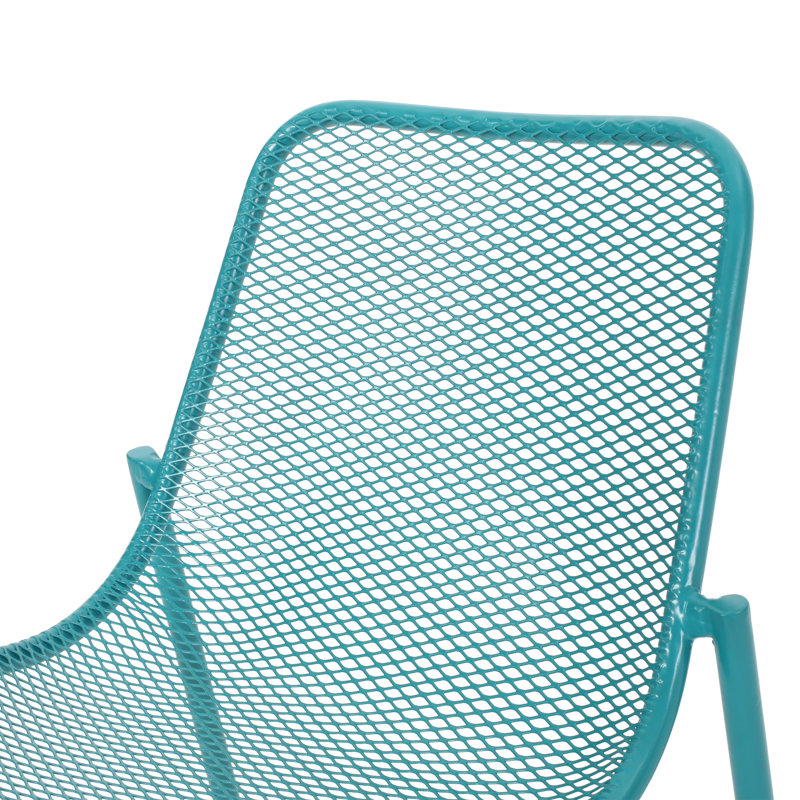 Chaises d'appoint empilables en maille métallique Bisso, Bleu sarcelle mat