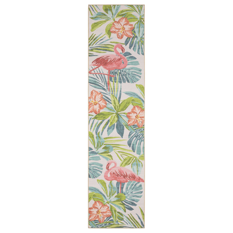Runa Washable Floral Indoor / Outdoor Rug, Runner 2' x 8'
