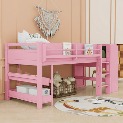 Loft Bed With Desk, Blackboard, And Storage