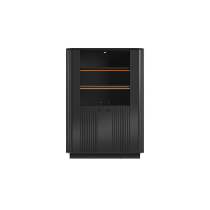 Glass 103 cm W Display Cabinet, Black