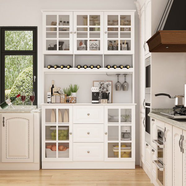 Lark Manor Ahaziah Armoire 76.5 Tall 4-Door 1-Drawer Kitchen Pantry &  Reviews
